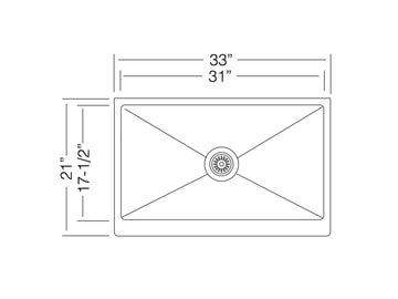 33 inch Stainless Steel Farmhouse Single Bowl Kitchen Sink - Apron S33 - Sink Depot